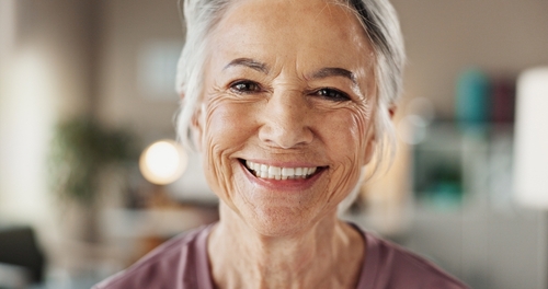 woman smiling with dentures